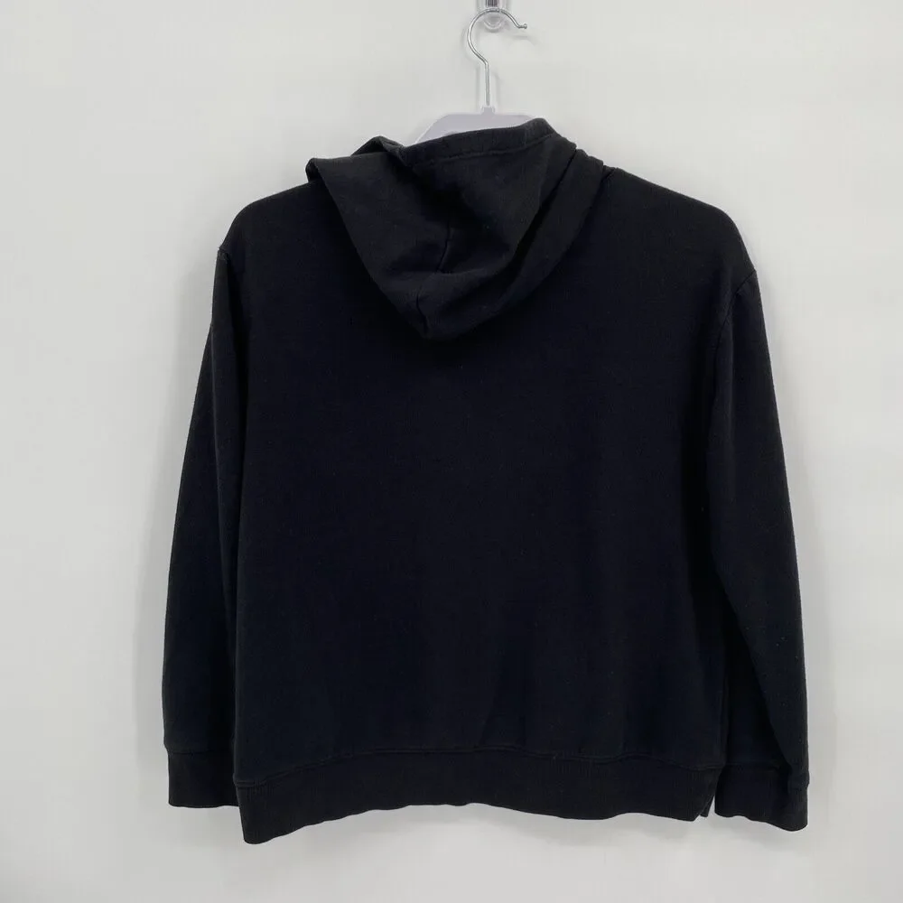 Justice Girl's Live Love Pullover Hoodie Sweatshirt Solid Black Size XL 16/18